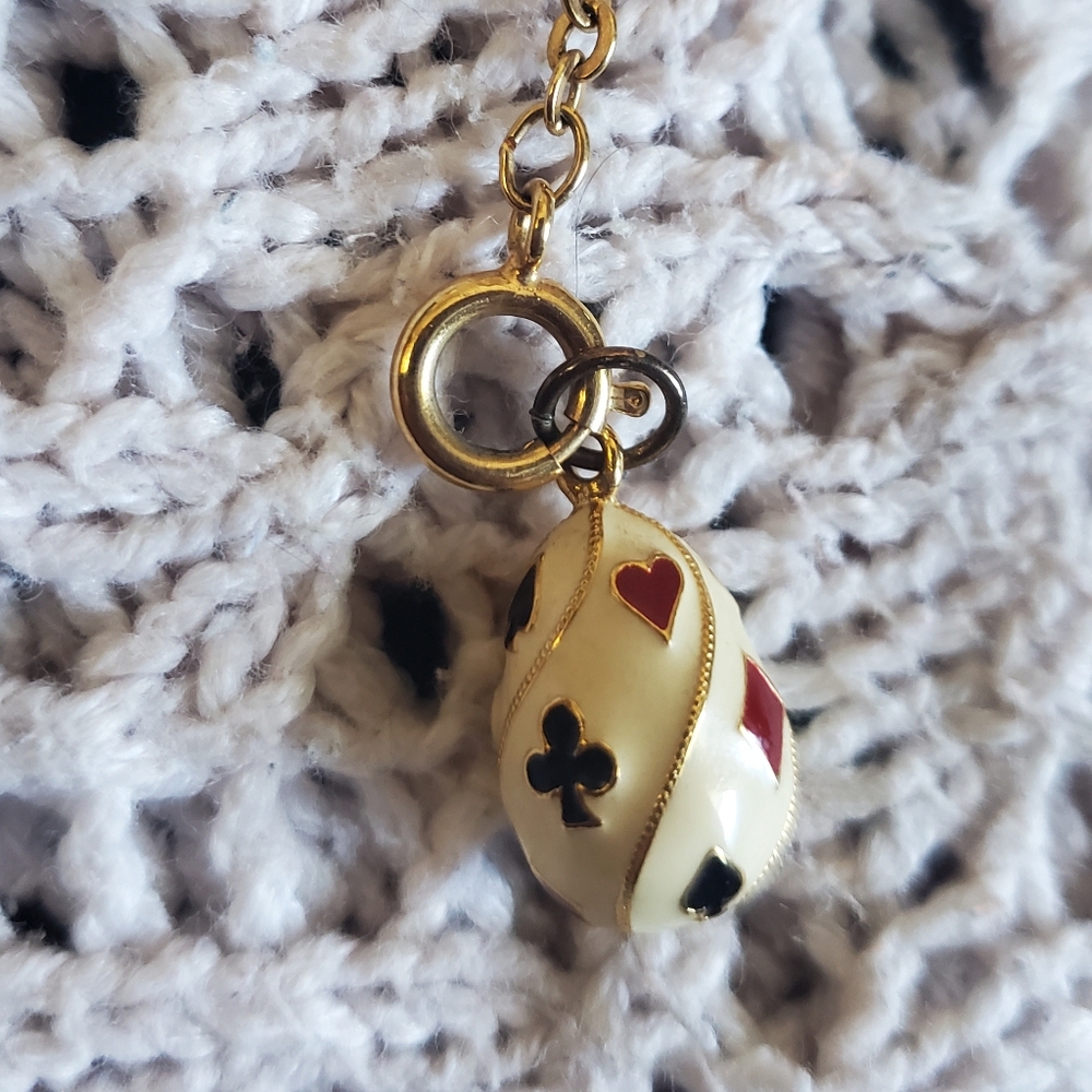 Joan Rivers Vintage Egg Of Suits Gold and Cream Pendant Necklace